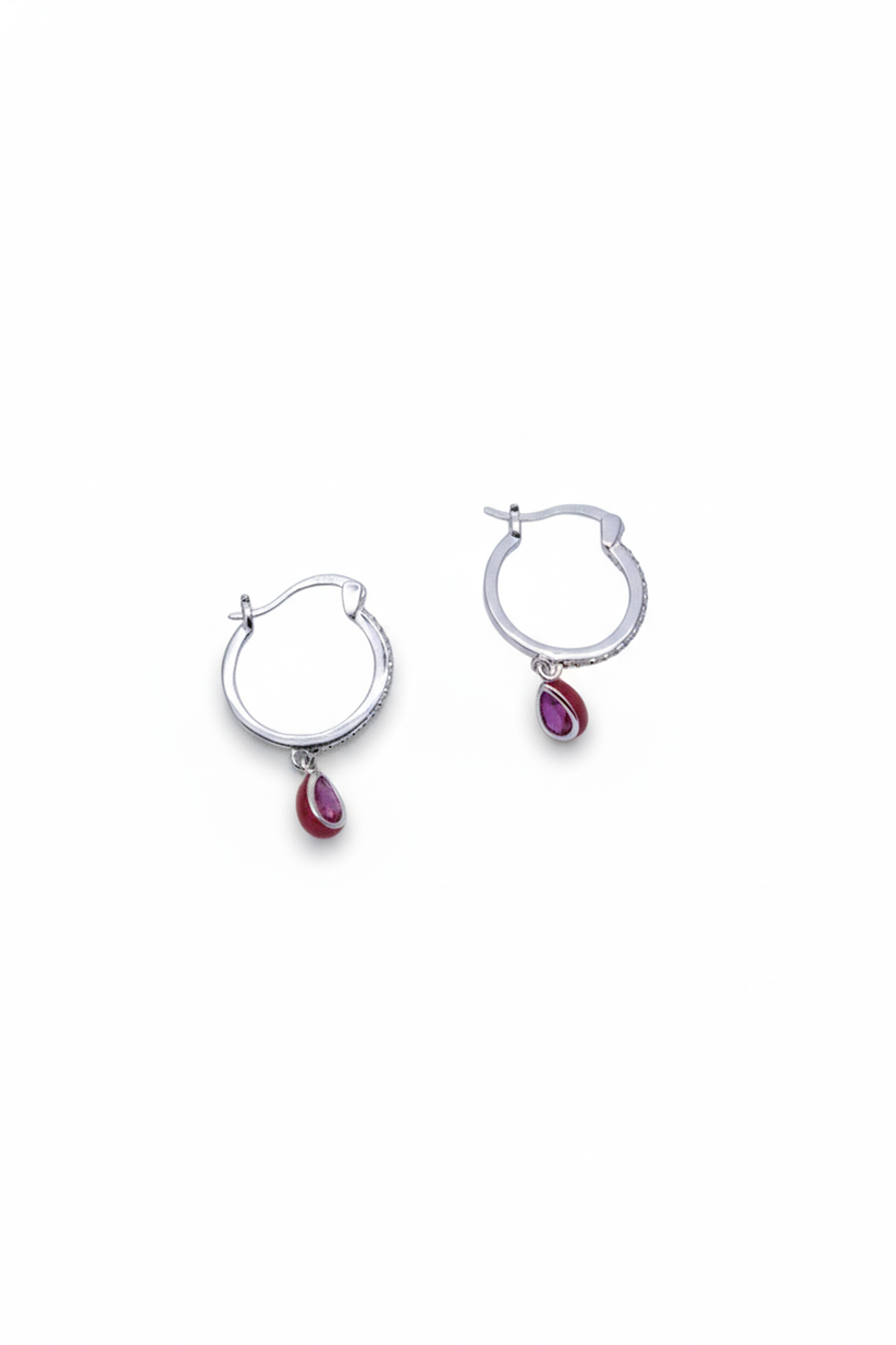 Chokho RubyTwirl Silver Hoops