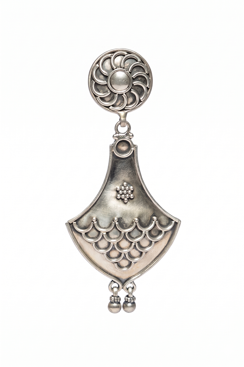 Chhap Vintage Textura Silver Drop Dangler