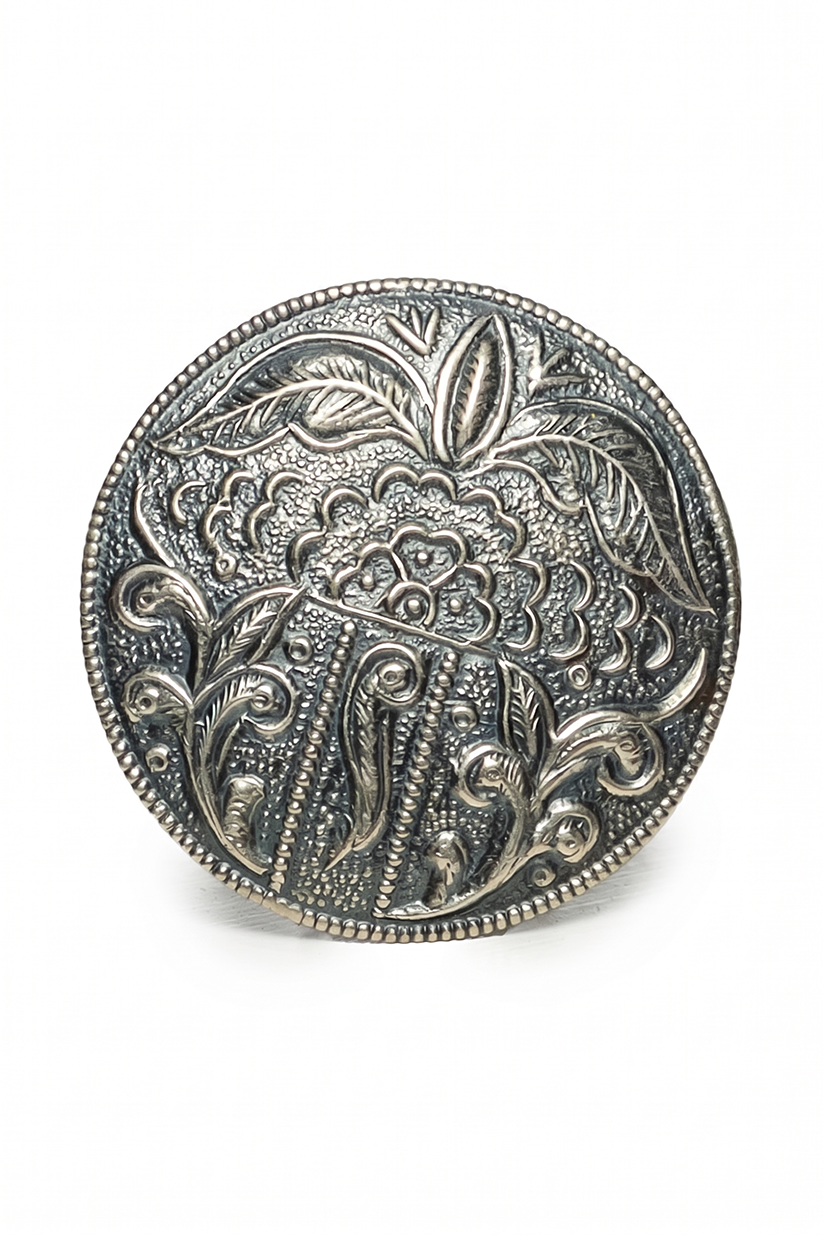 Chhap Hand-Engraved Floral Silver Studs
