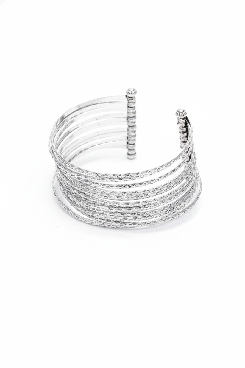 Chhap Multi-Layer Textured Cuff Bangle - Adjustable Size