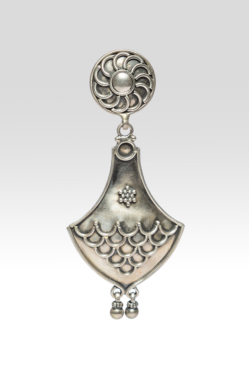 Chhap Vintage Textura Silver Drop Dangler