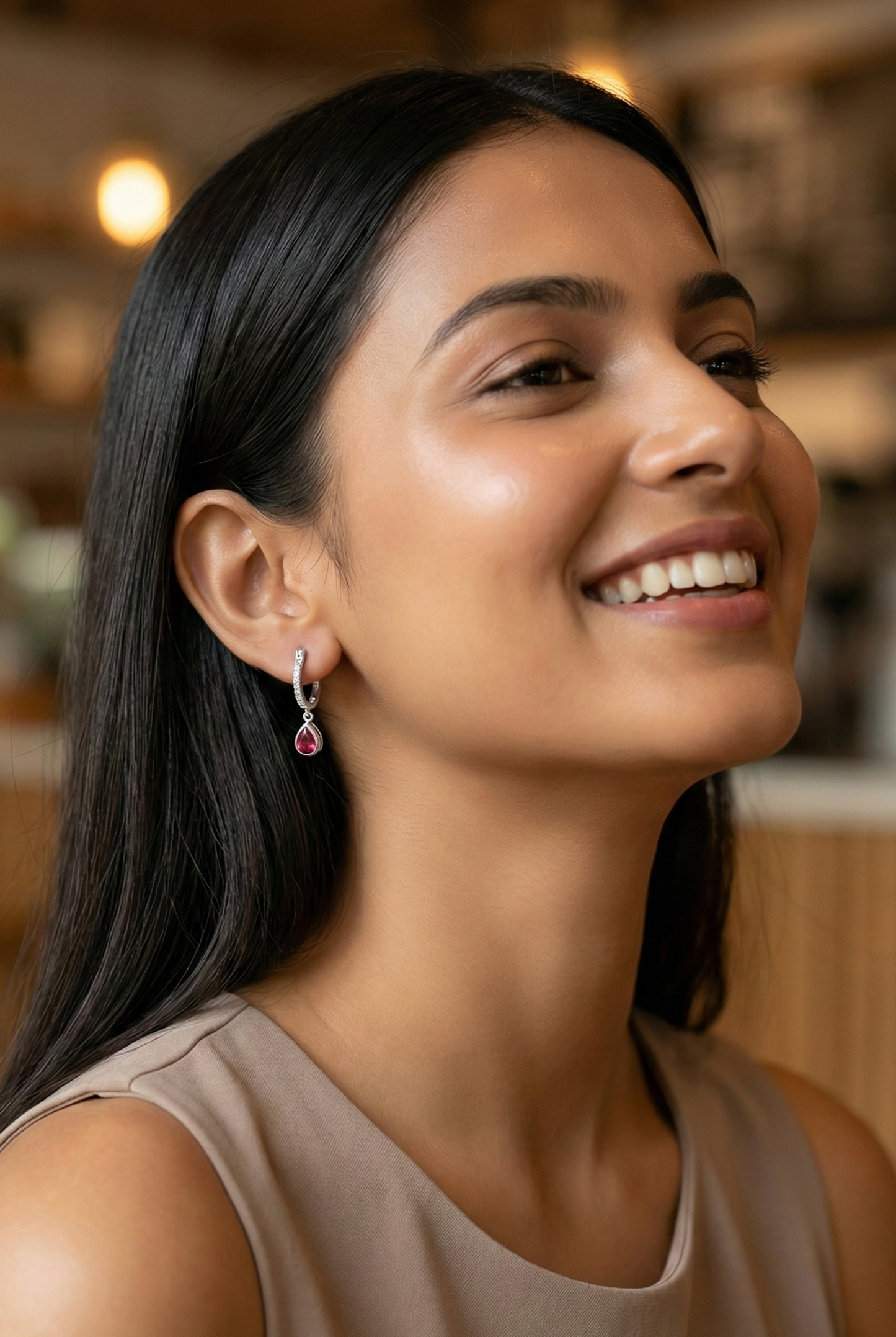 Chokho RubyTwirl Silver Hoops