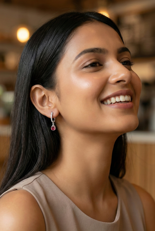 Chokho RubyTwirl Silver Hoops