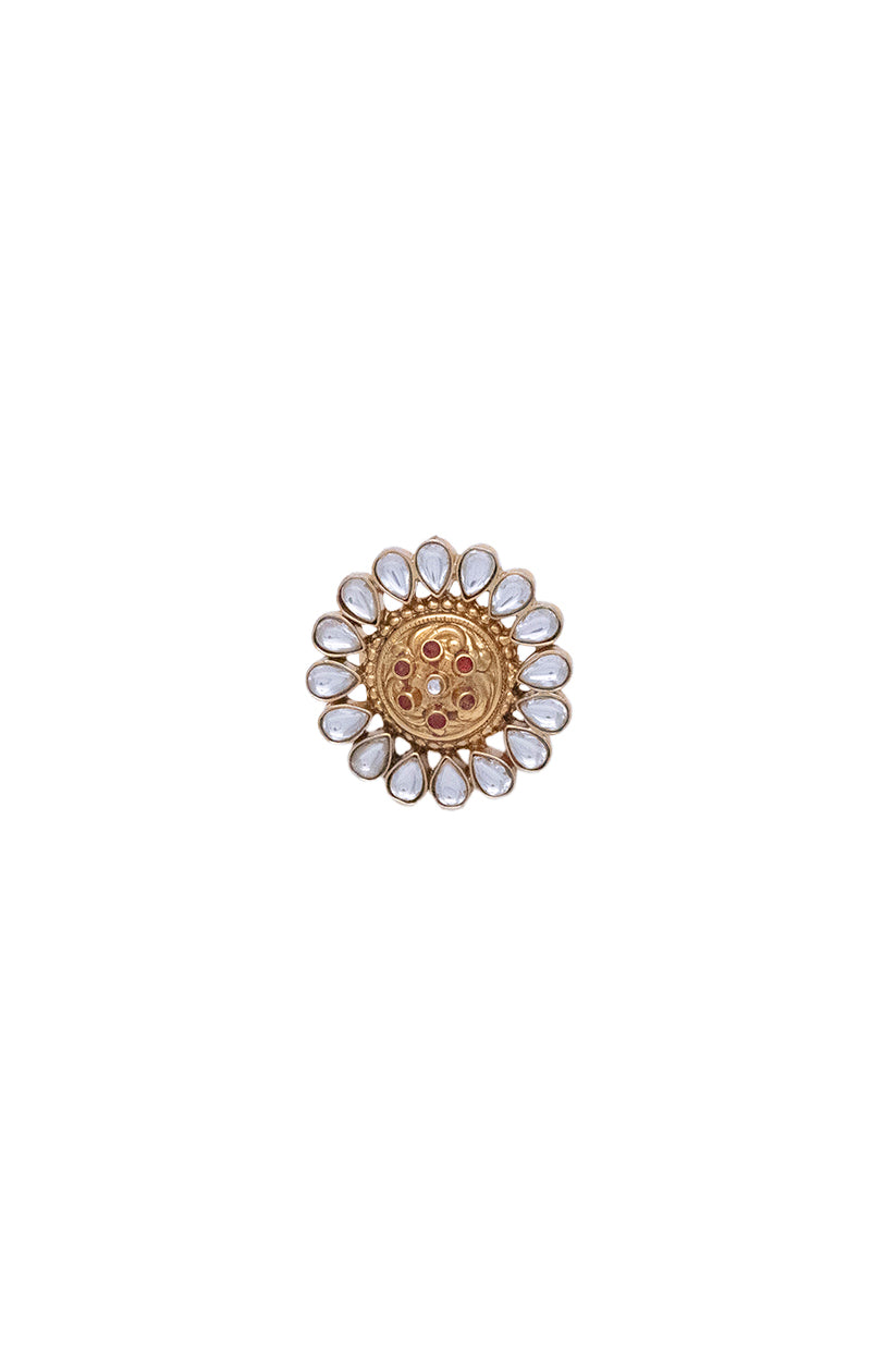 Chhabili Meherbano Mossanite Polki Adjustable Ring