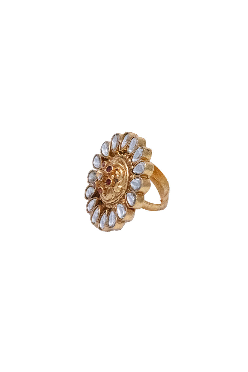 Chhabili Meherbano Mossanite Polki Adjustable Ring