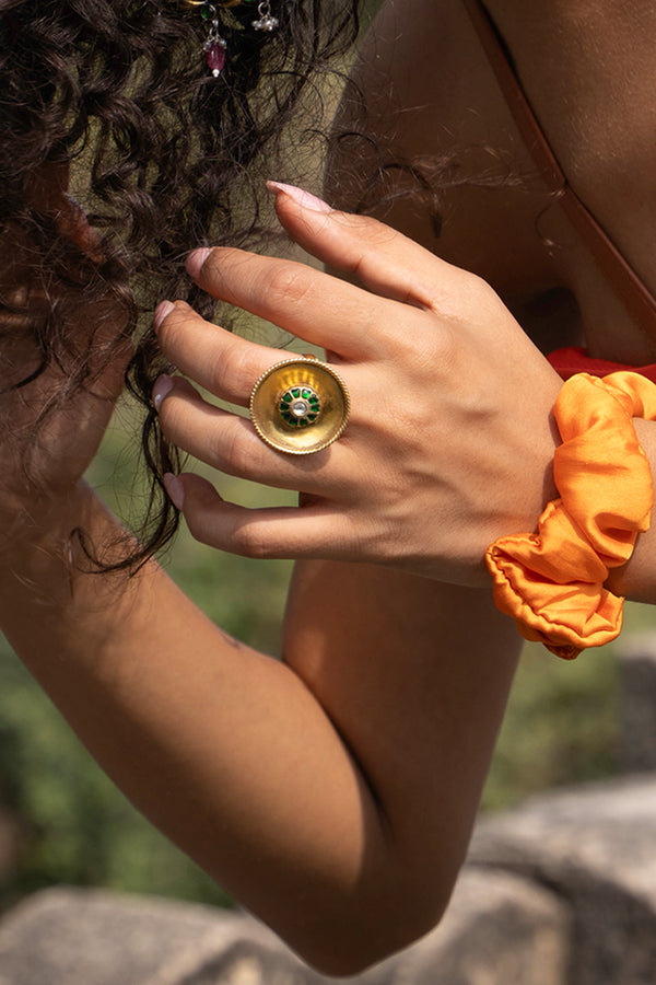 Chhabili Floral Kundan Jadau Ring