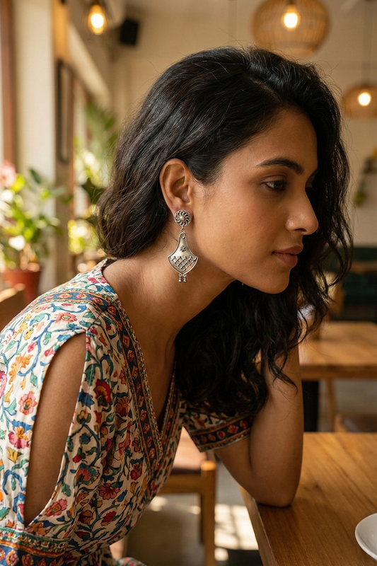 Chaap Vintage Textura Silver Drop Dangler