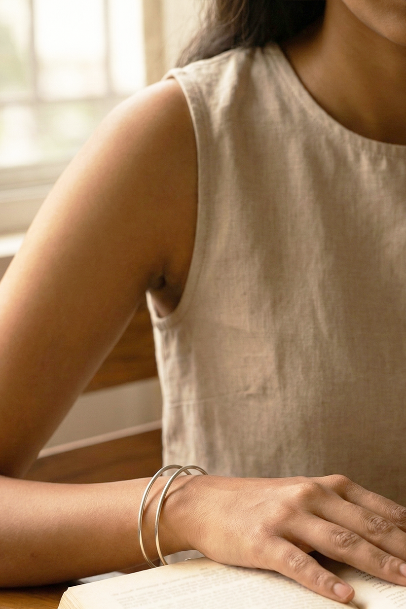 Chhap Dual Line Cuff Bangle - Adjustable Size