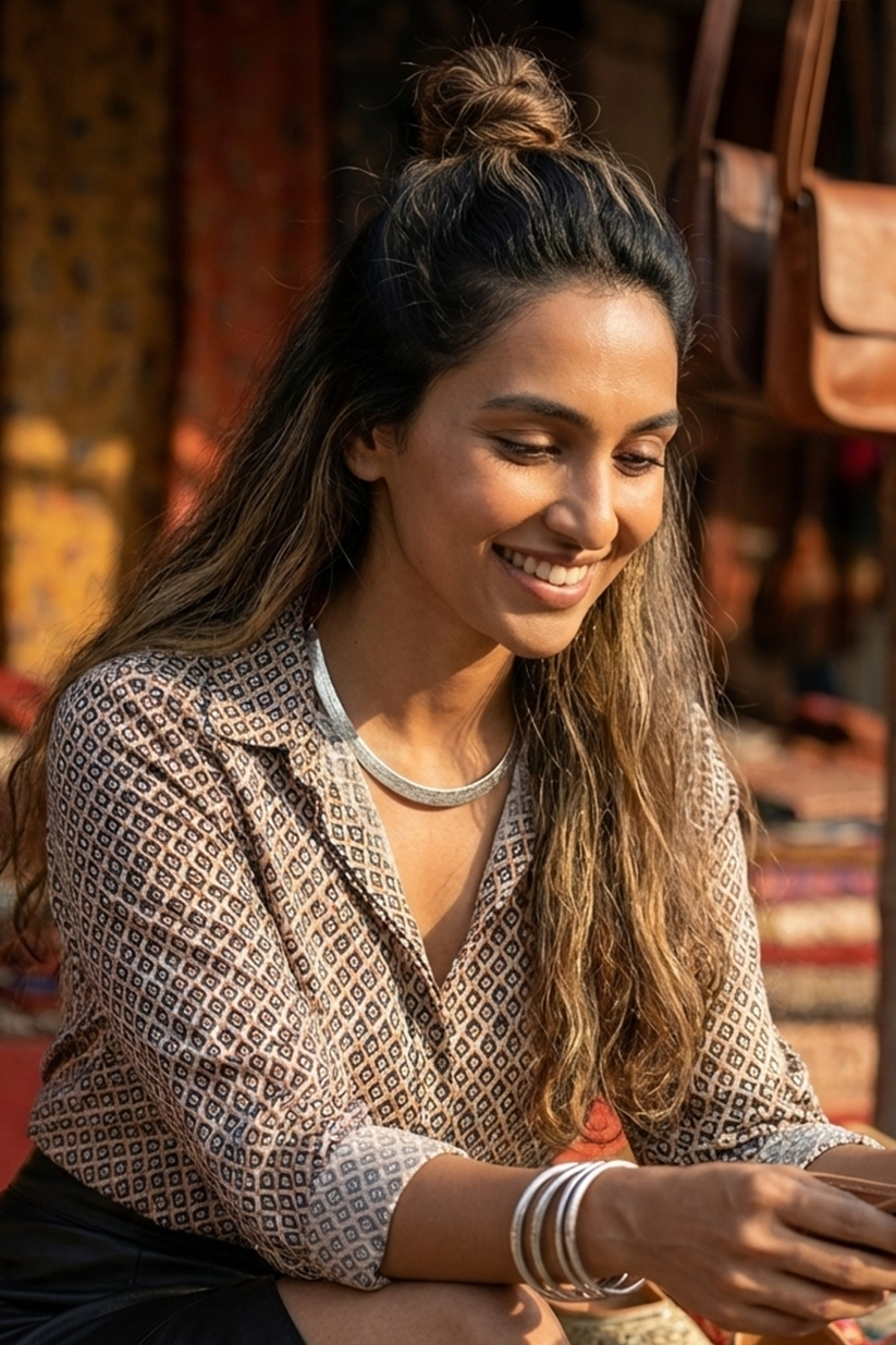 Chhap Chittai Textura Hasli Necklace