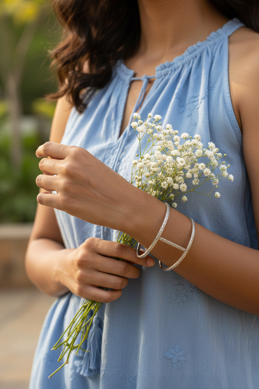 Chhap Ripple Cuff Bangle - Adjustable Size