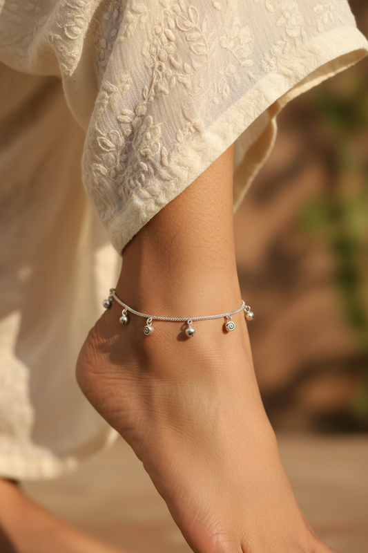 Chhaya Ira Spiral Silver Payal