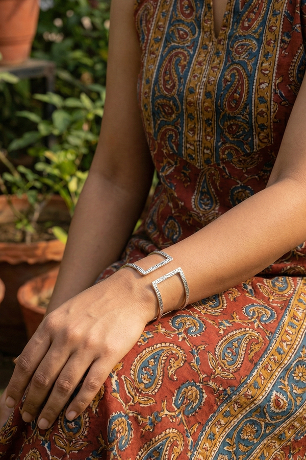 Chhap Ripple Cuff Bangle - Adjustable Size