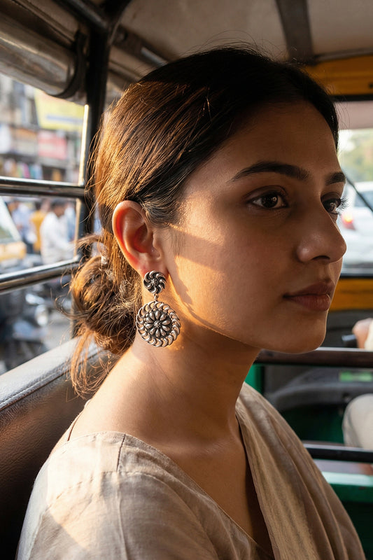 Chhap Celestial Flower Wheel Dangle Studs