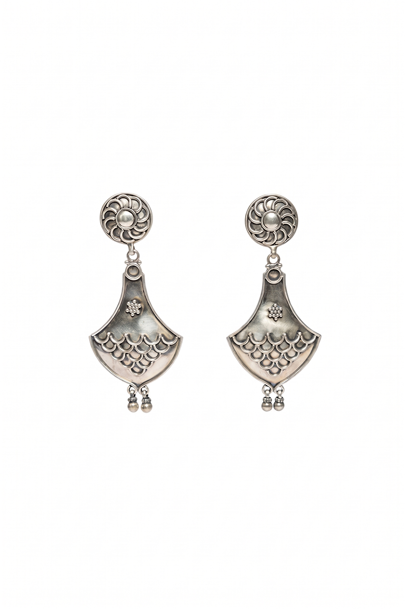 Chhap Vintage Textura Silver Drop Dangler