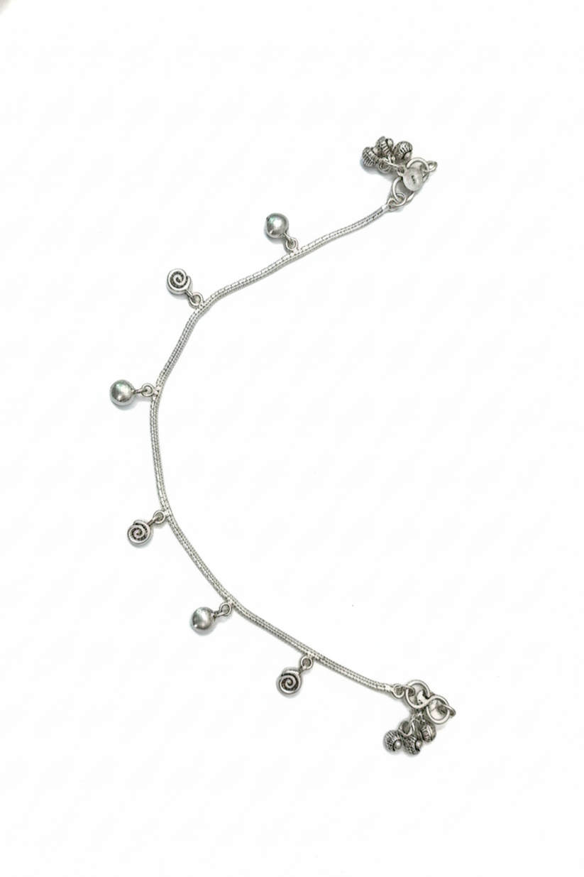 Chhaya Ira Spiral Silver Payal