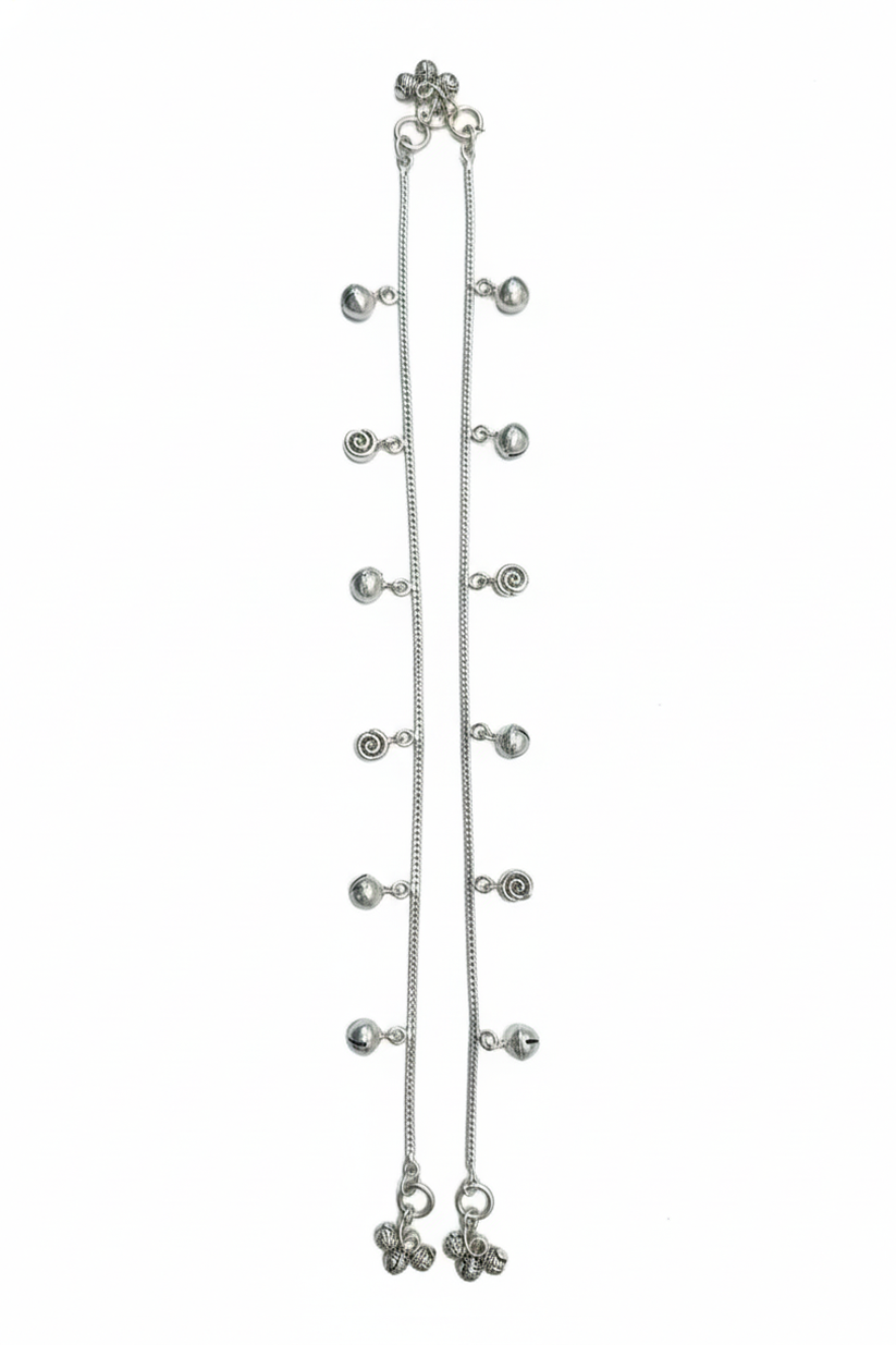 Chhaya Ira Spiral Silver Payal