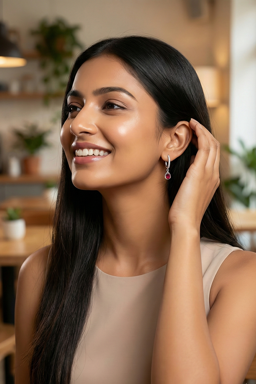 Chokho RubyTwirl Silver Hoops