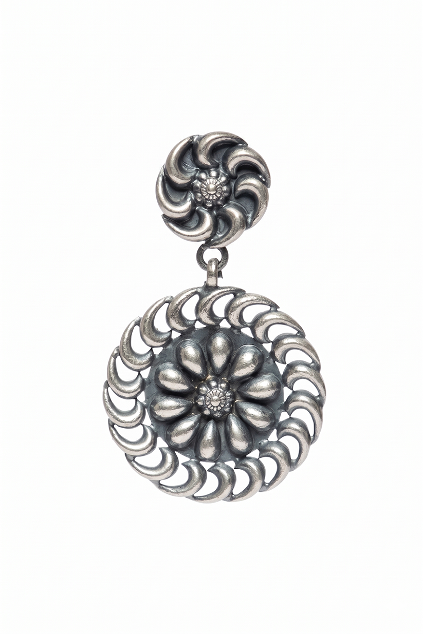 Chhap Celestial Flower Wheel Dangle Studs