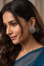 Chhap Hand-Engraved Floral Silver Studs