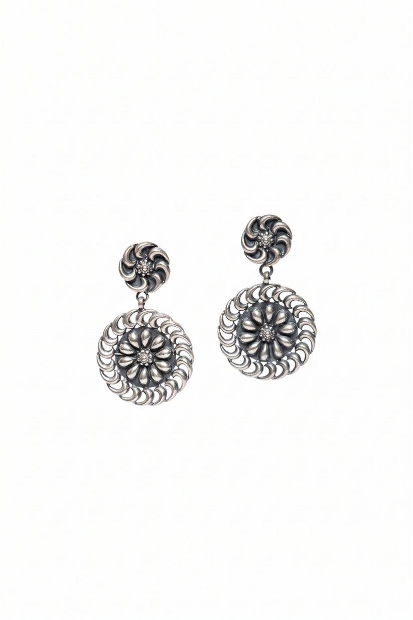 Chhap Celestial Flower Wheel Dangle Studs