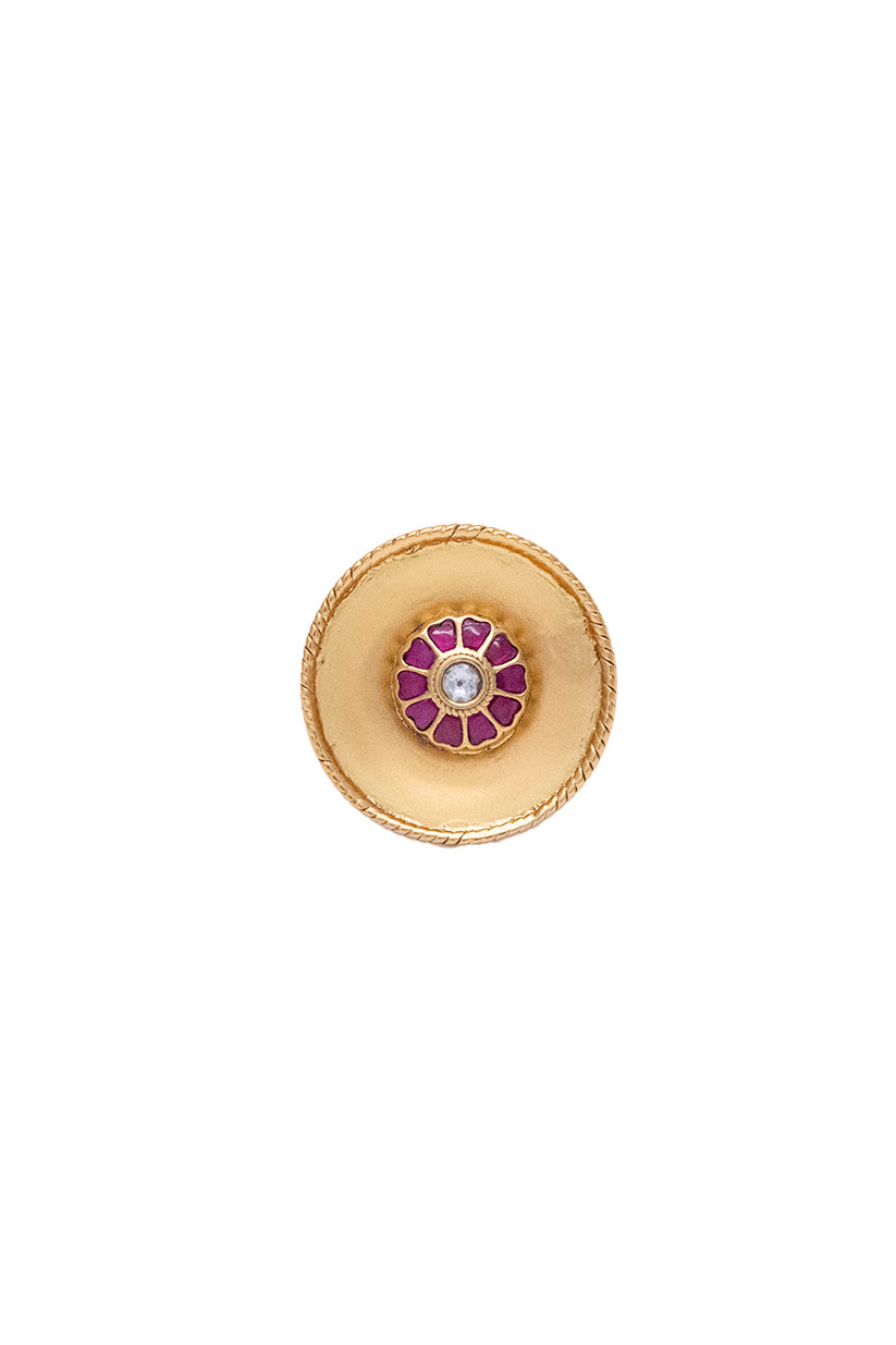 Chhabili Floral Kundan Jadau Ring With Adjustable Size