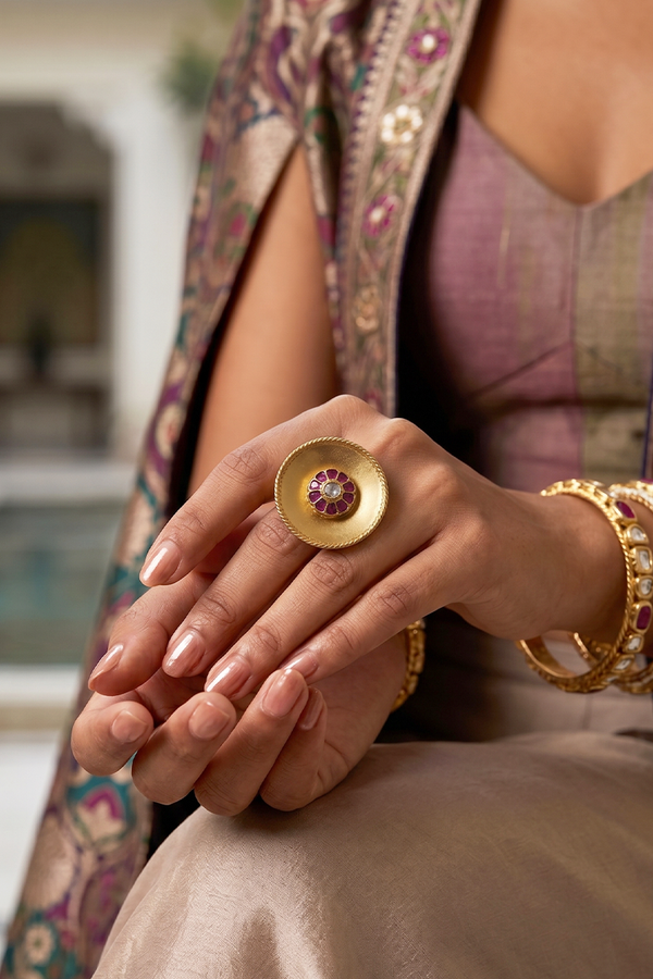 Chhabili Floral Kundan Jadau Ring