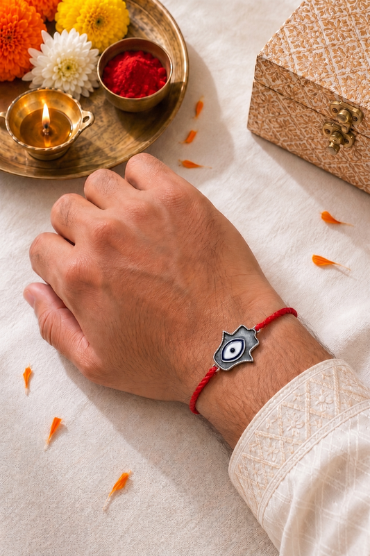 Hamsa Evil Eye 925 Silver Rakhi