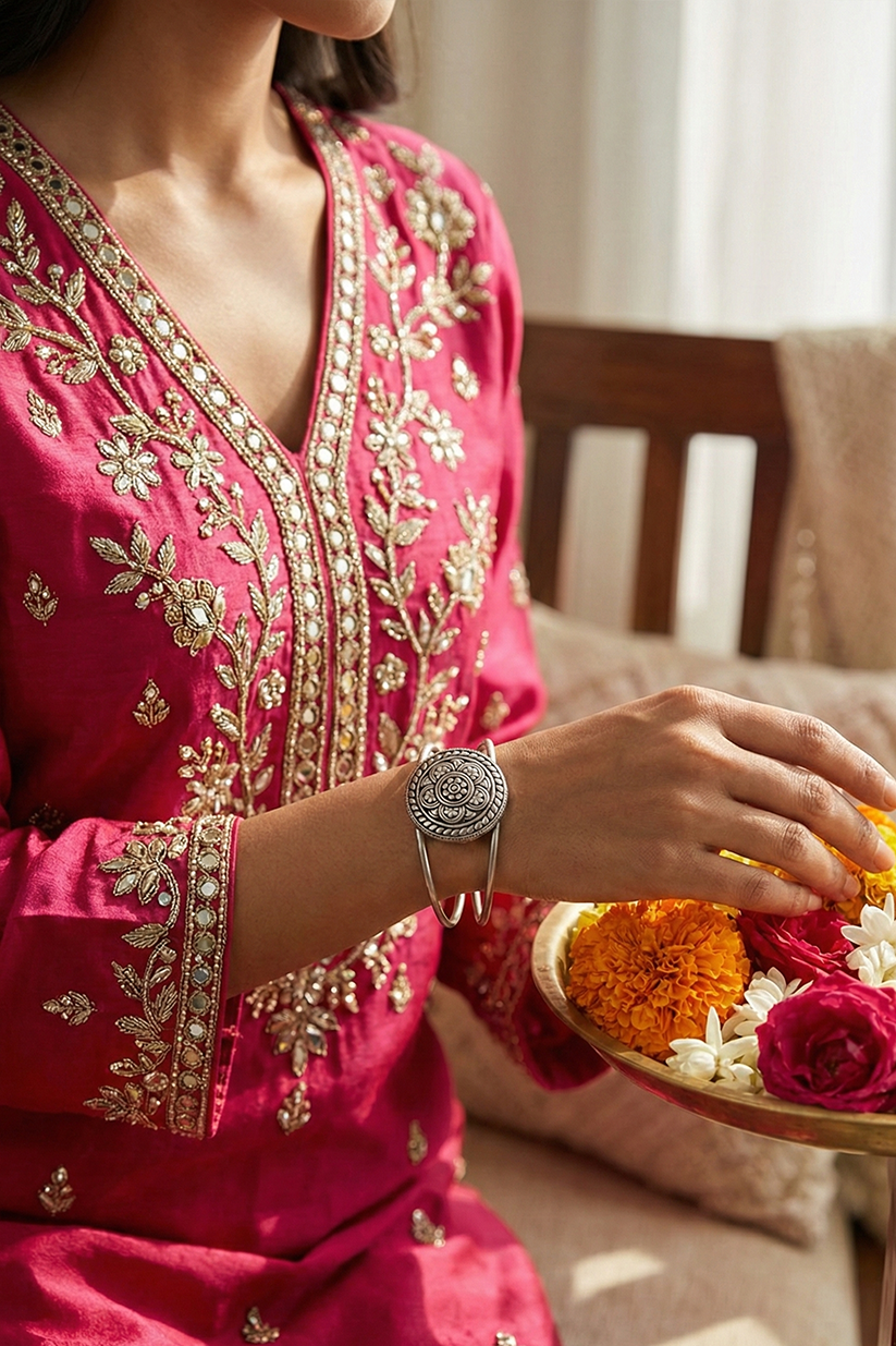 Chhap Luna Bloom Cuff Bangle