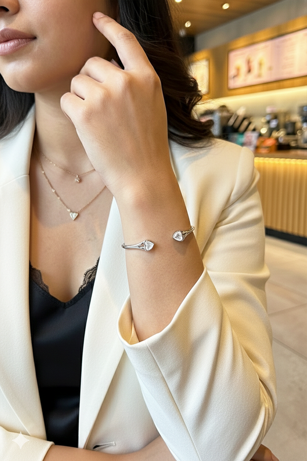 Chokho Twin Heart Cuff Bracelet